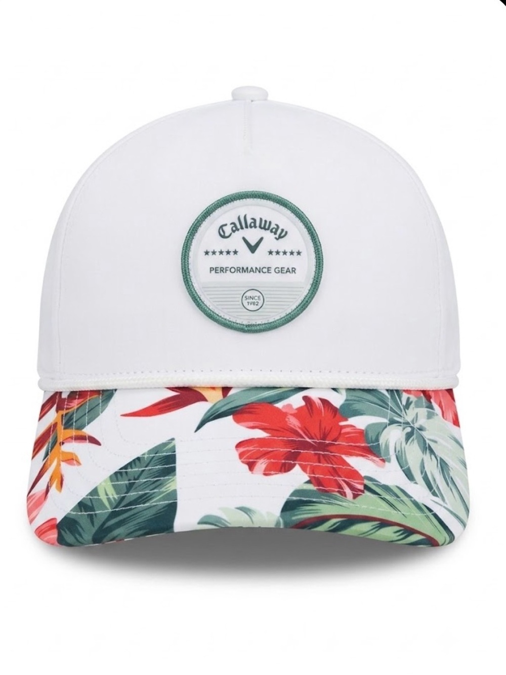 Callaway Performance Gear Floral Hawaiian Brim Golf Snapback Hat White